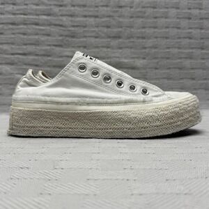 Converse All Star Shoes Womens Size 7 White Platform Espadrille Slip-On 567686C‎